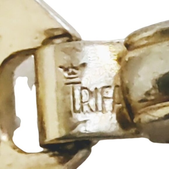 1960s True Vintage Gold Tone Thin Link Bracelet By Crown Trifari Designer - Picture 3 of 4